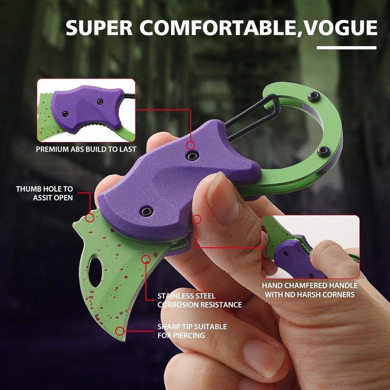 COOL PARD EDC Small Pocket Knife Gift for Men,1.34''Blade Keychain Knife,Cool Folding Knife Box Cutter，Mini EDC Knives for Everyday Carry,Small Gift for Women Men （Purple & Green） - Image 5